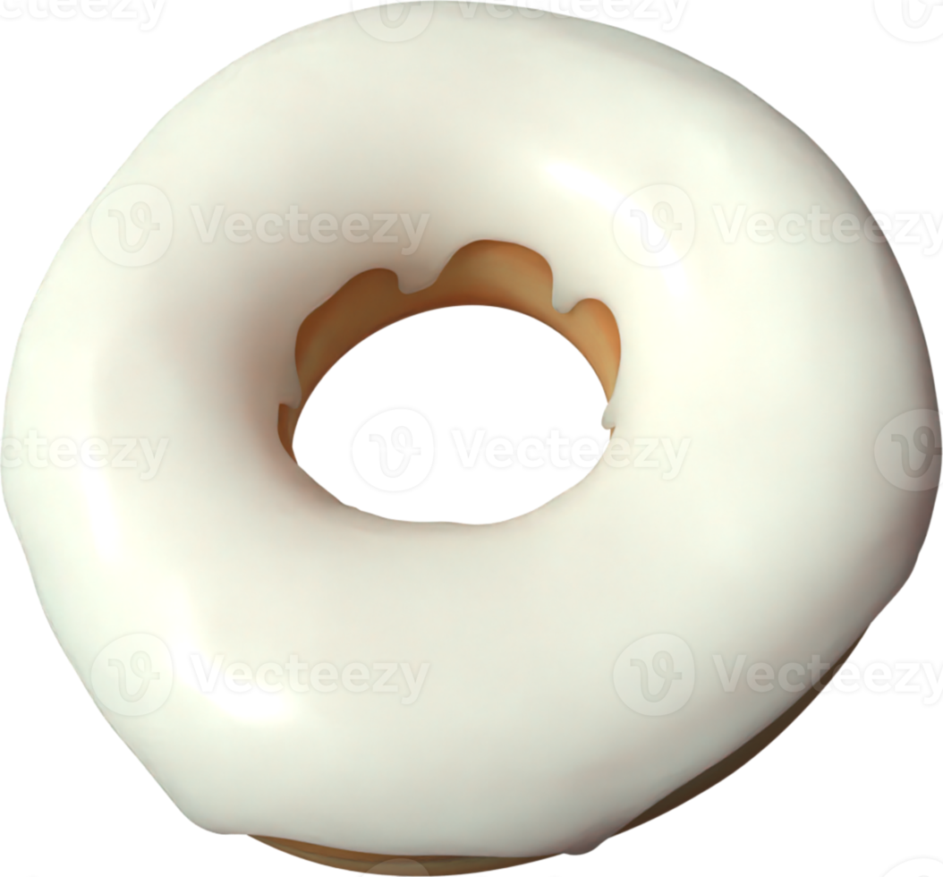 White Donut 3D Illustration png