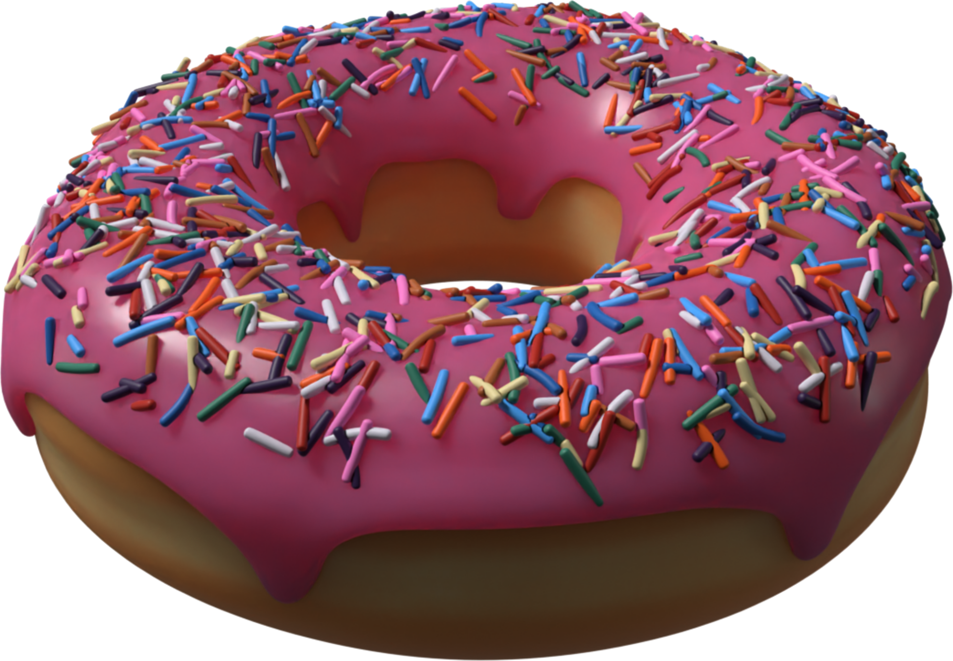 Pink Donut with Sprinkles 3D Illustration 10286268 PNG