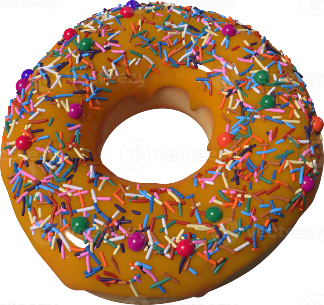 Caramel Donut with Sprinkles 3D Illustration png