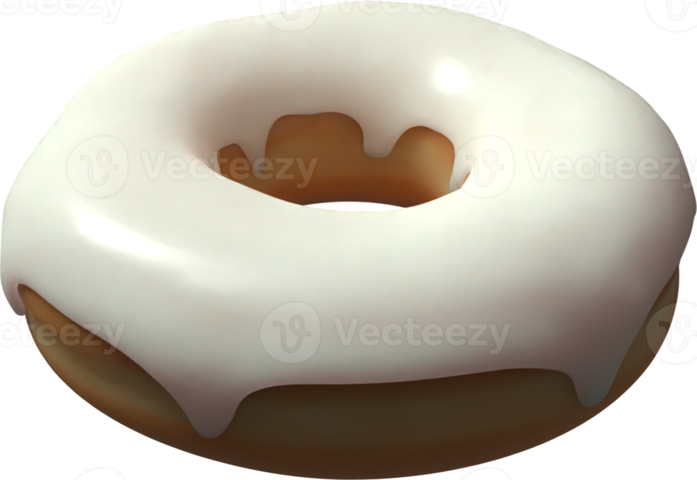 White Donut 3D Illustration png