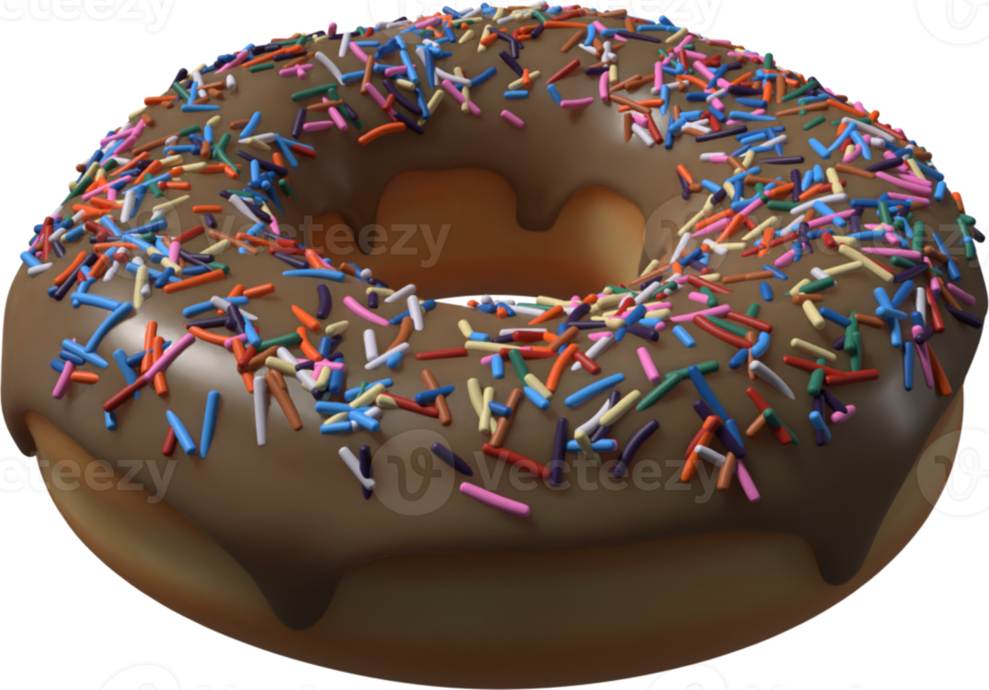 Chocolate Donut with Sprinkles 3D Illustration png