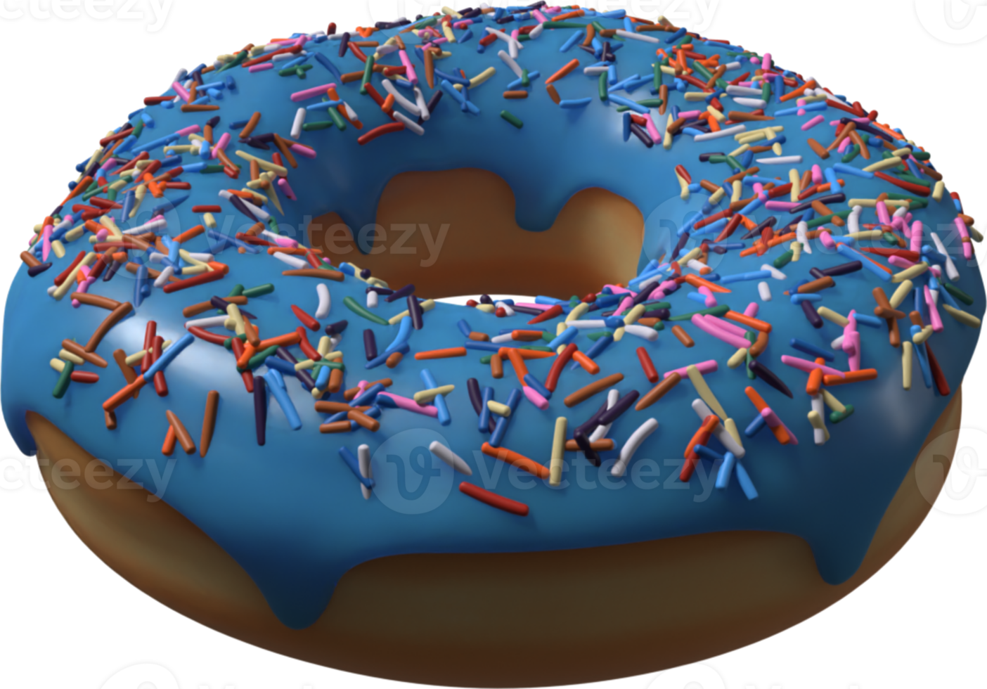 Blue Donut with Sprinkles 3D Illustration png