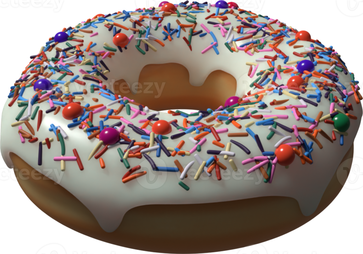 donut blanco con chispas ilustración 3d png
