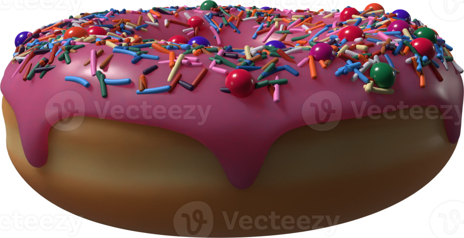 Rosa Donut mit Streuseln 3D-Darstellung png