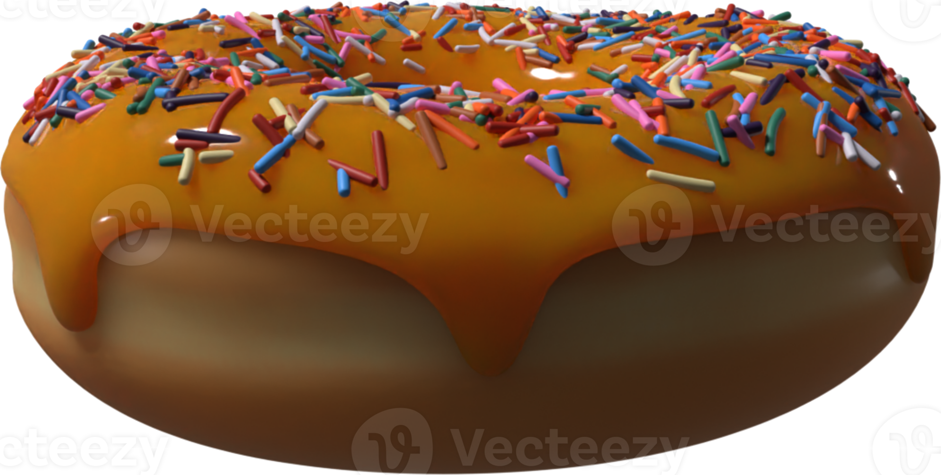 Caramel Donut with Sprinkles 3D Illustration png