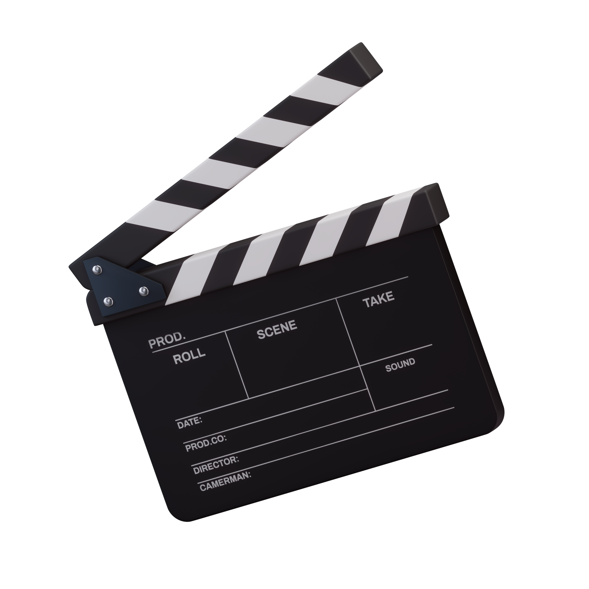 Free Realistic open movie clapper open isolated on transparent background.  Shown slate board 10286336 PNG with Transparent Background