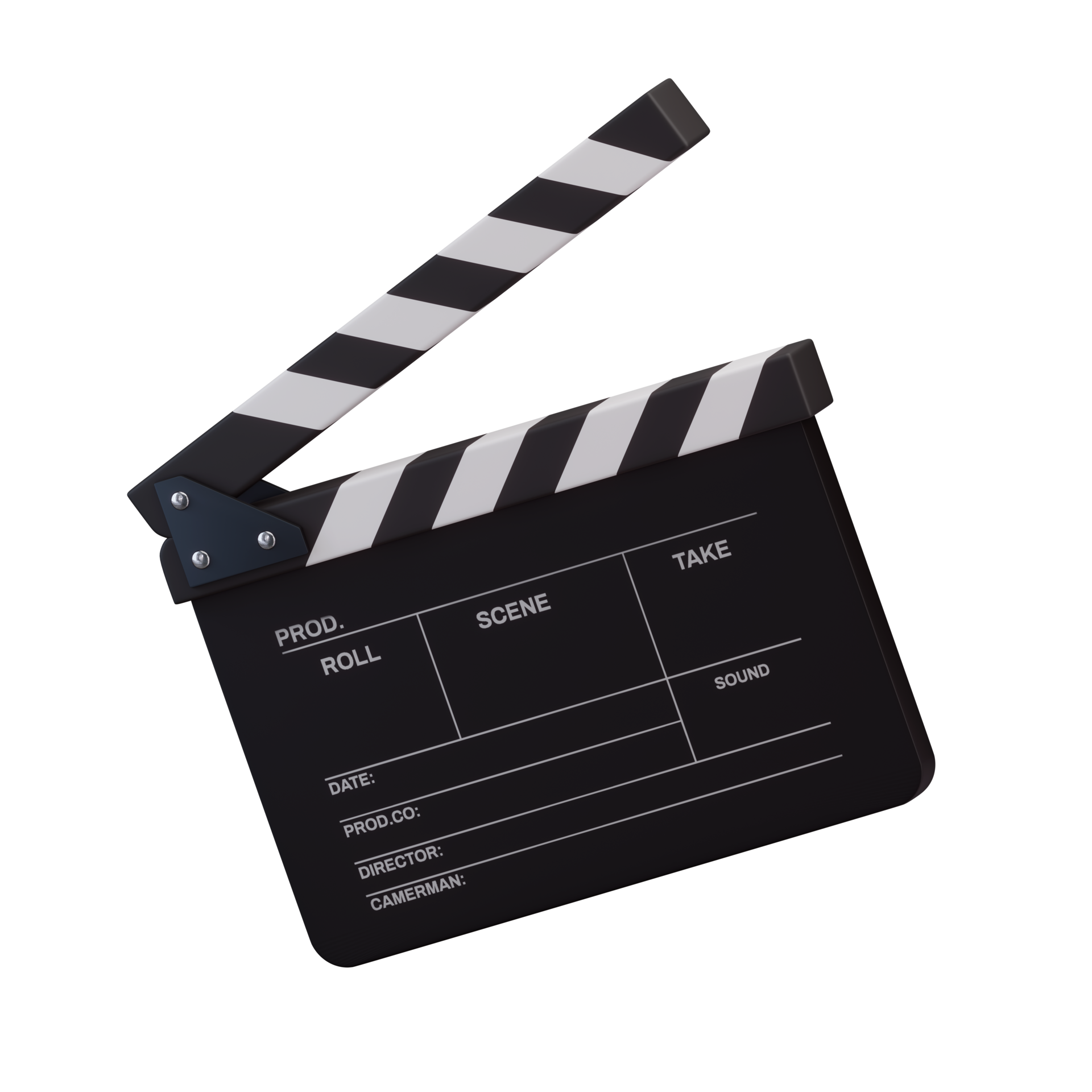 Free Realistic open movie clapper open isolated on transparent background.  Shown slate board 10286336 PNG with Transparent Background