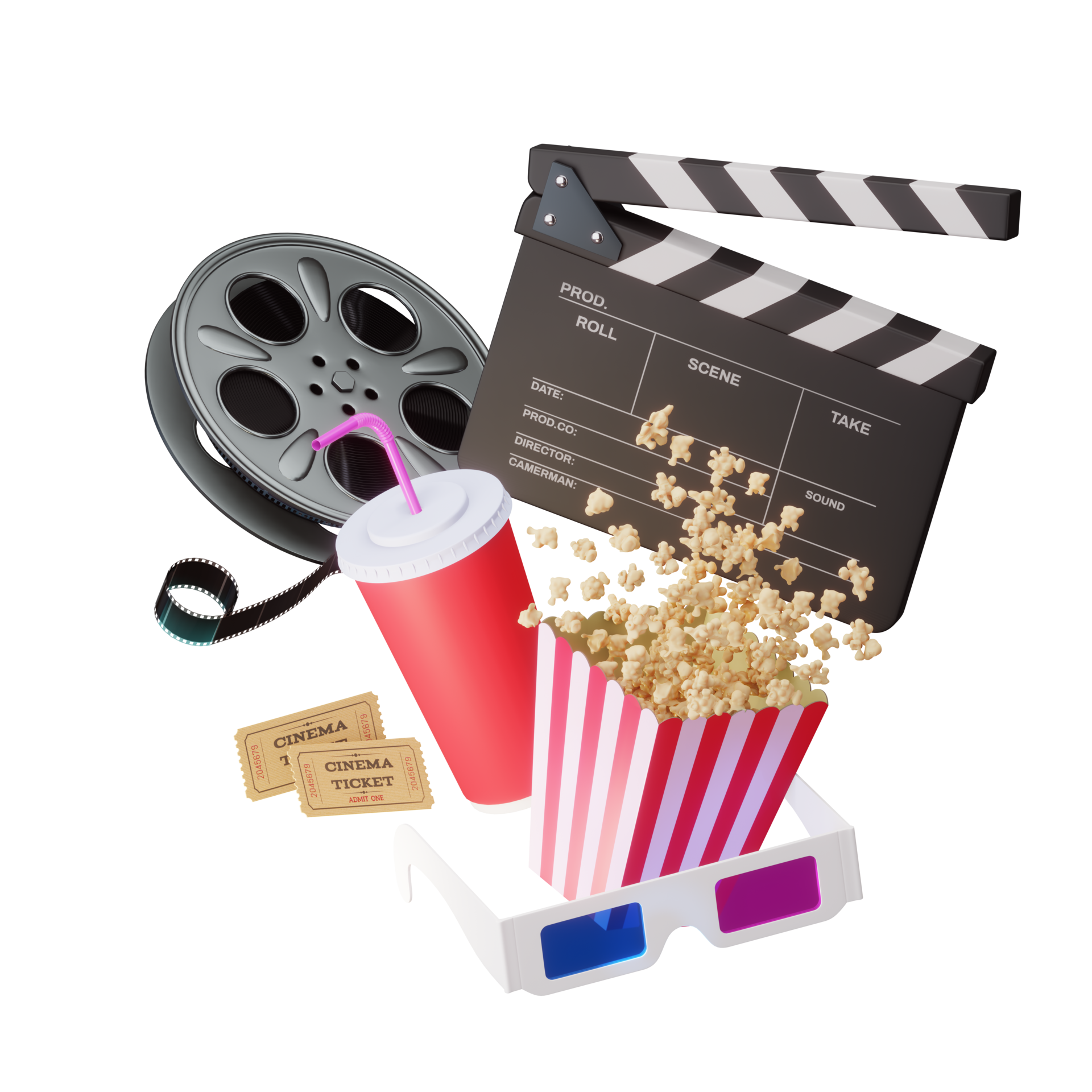 Online cinema art movie watching with popcorn and film-strip cinematograph  concept. 10286340 PNG