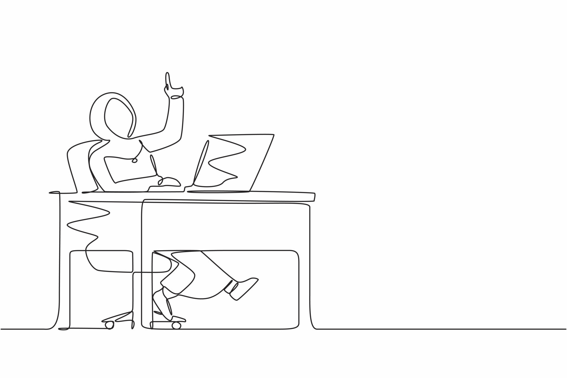 Continuous one line drawing Arab businesswoman getting bright new idea