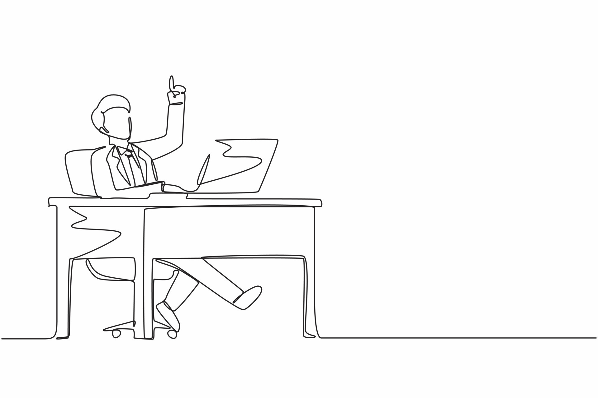 Single one line drawing businessman getting bright new idea while