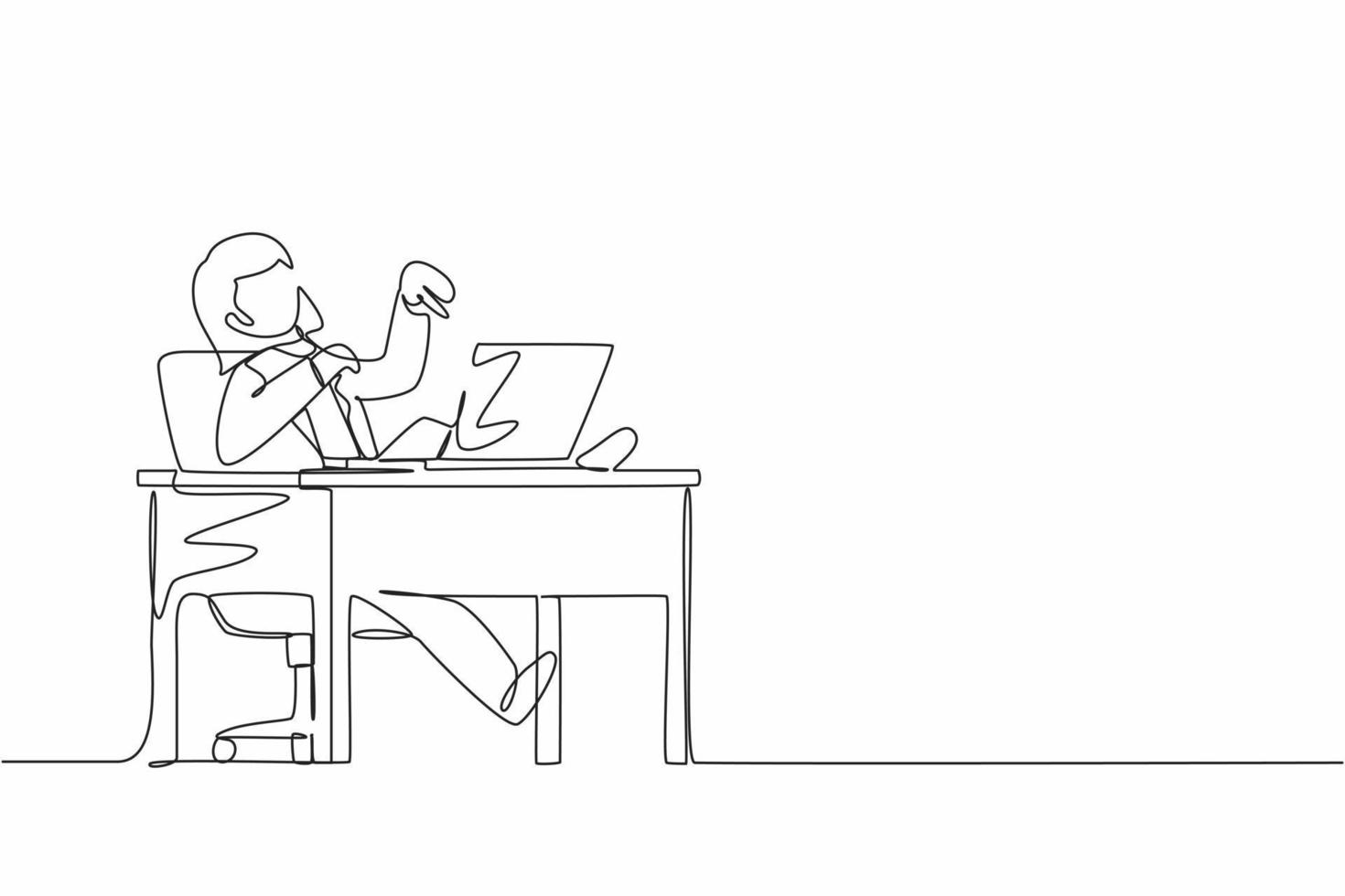 Single one line drawing woman manager laughing out loud while