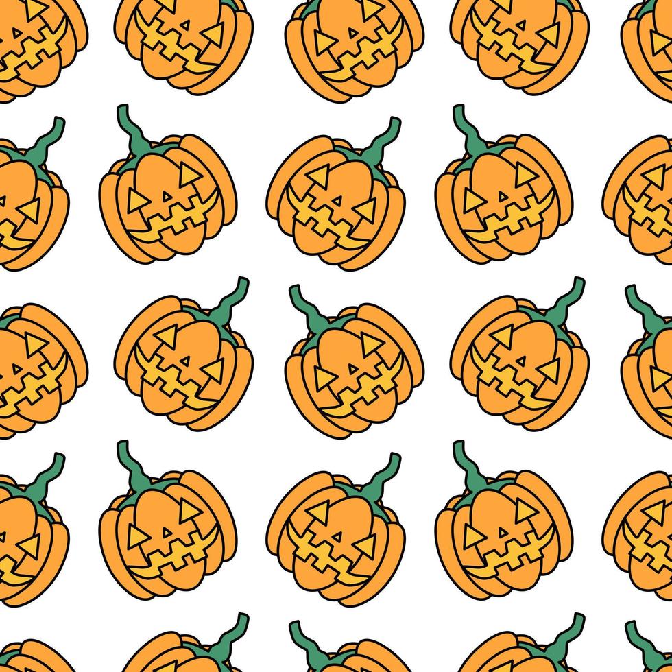 Seamless pattern with pumpkin cartoon characters. Pattern for Halloween decorations. vector