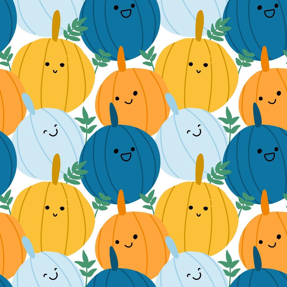 lindos personajes de calabaza. patrones sin fisuras para decoraciones de halloween. vector