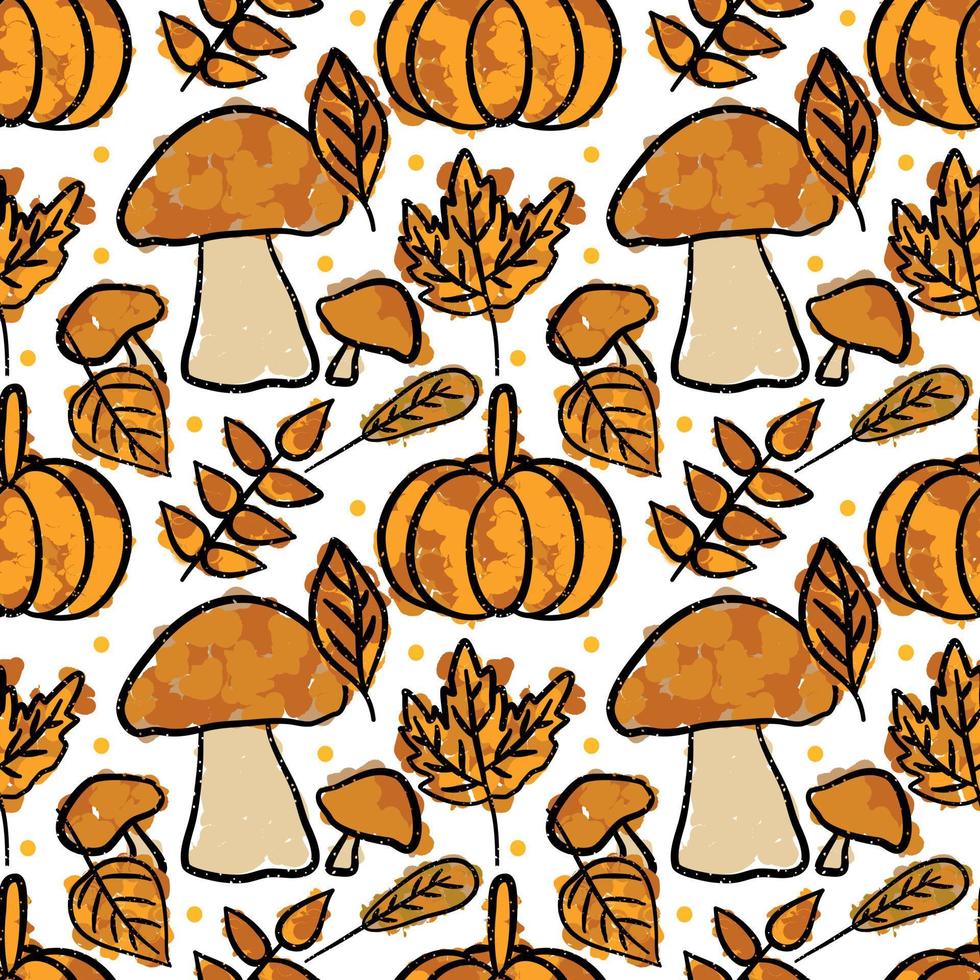 Seamless pattern of autumn. Wrapping paper pattern. Crayon vector. Monochrome tone. vector