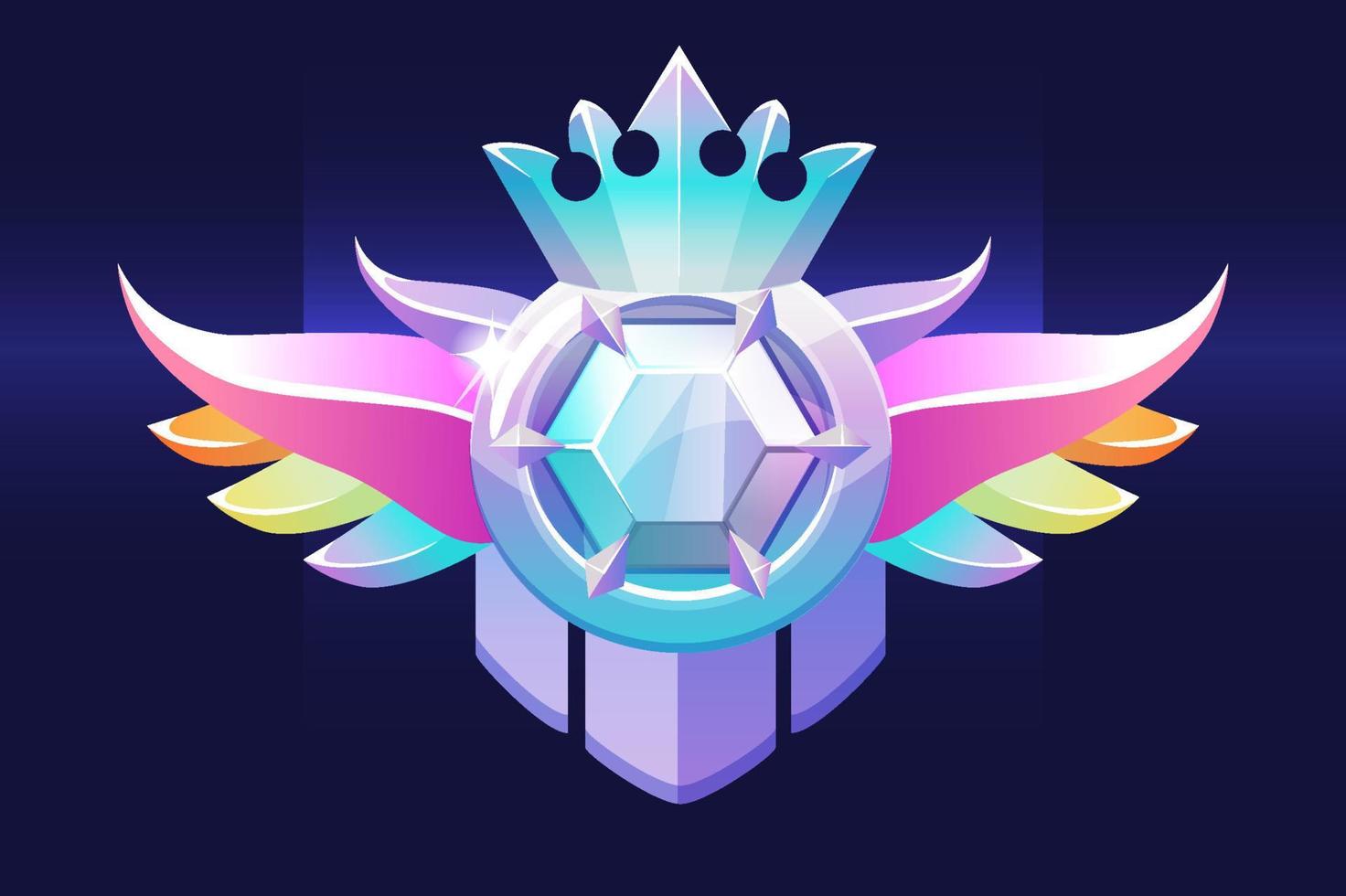 insignia de premio vip con gema, un premio con una corona de diamantes para juegos de interfaz de usuario. ilustración vectorial icono de lujo ganador de la recompensa por diseño gráfico. vector