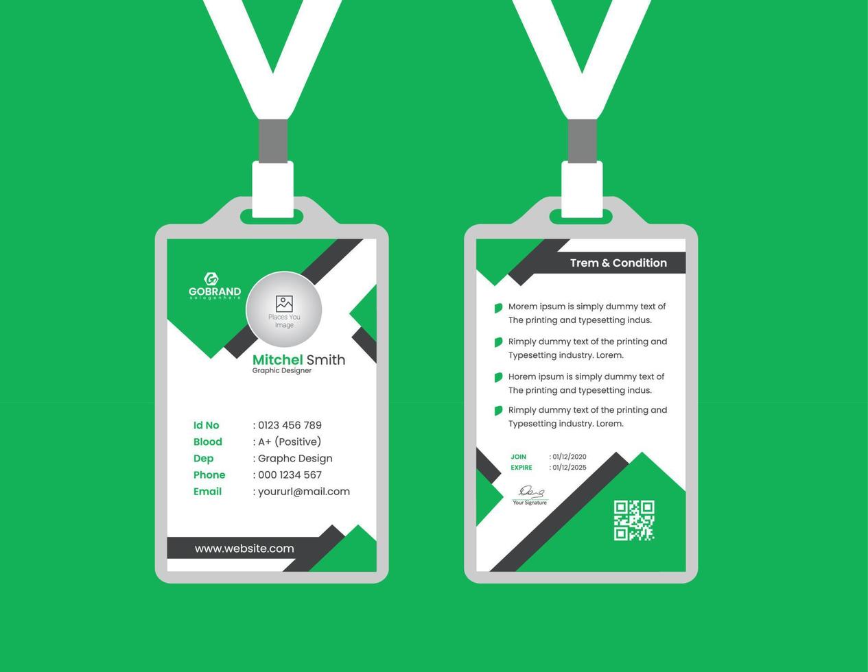 diseño de plantilla de tarjeta de identificación simple con archivo vectorial vector