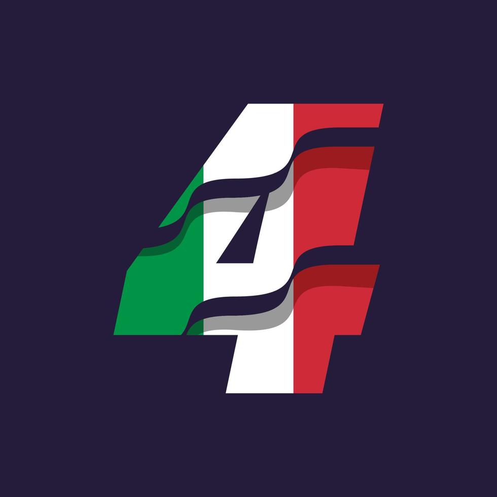 Italy Numeric Flag 4 vector