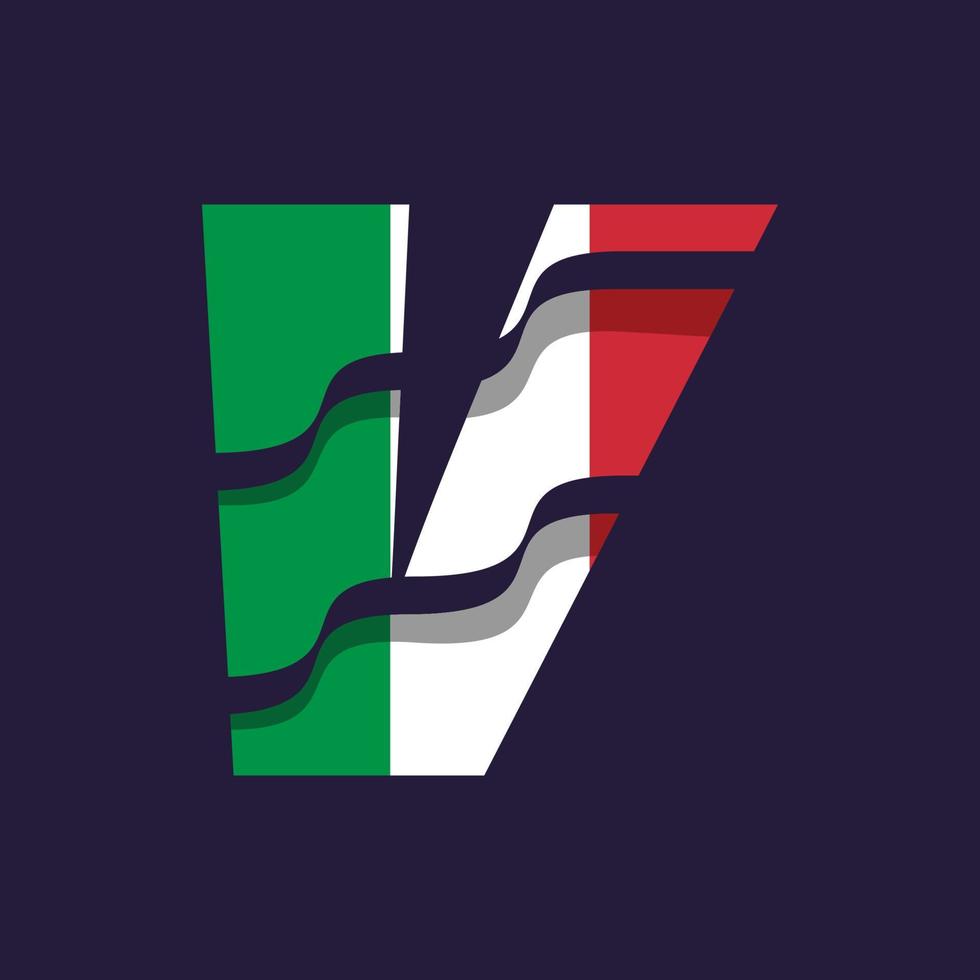 bandera del alfabeto de italia v vector