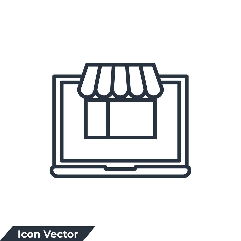 Ilustración de vector de logotipo de icono de tienda en línea. plantilla de símbolo de compras en línea para la colección de diseño gráfico y web