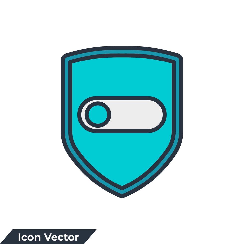 Ilustración de vector de logotipo de icono de escudo. plantilla de símbolo protegido para la colección de diseño gráfico y web