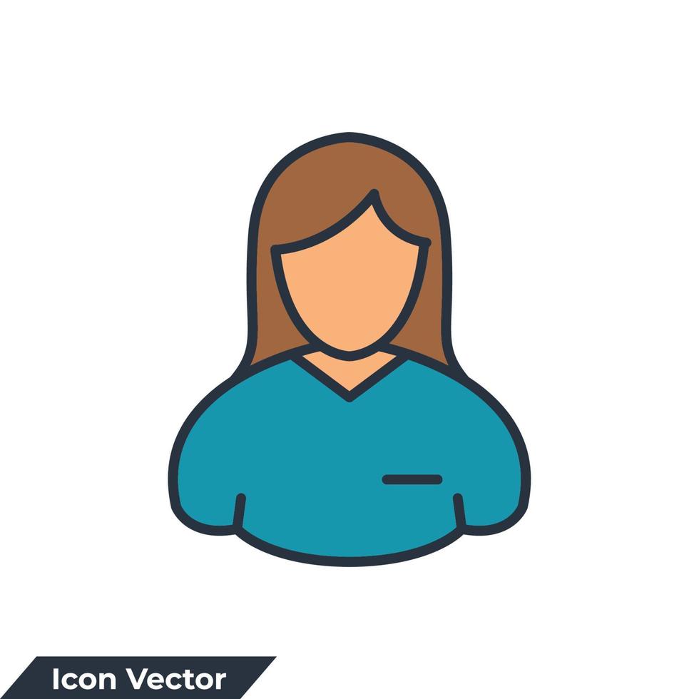 assistance icon logo vector illustration. businesswoman symbol template for graphic and web design collection
