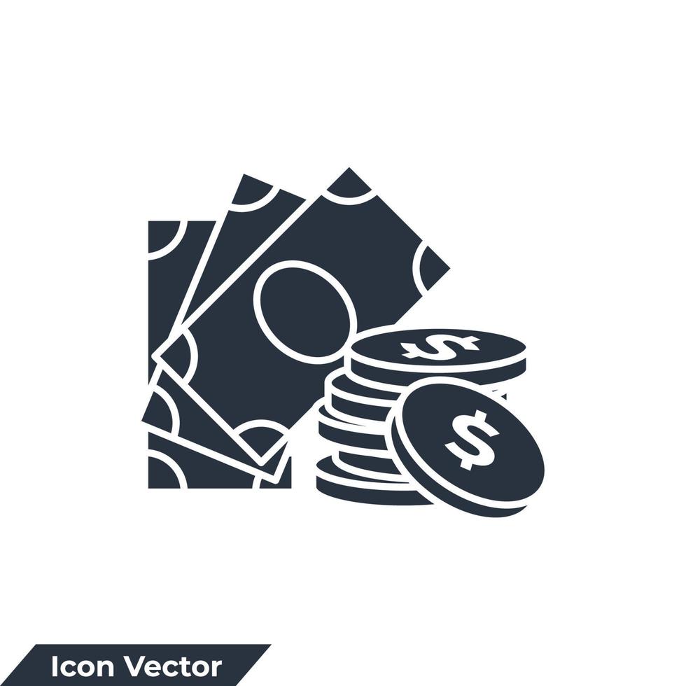 money icon logo vector illustration. coins and finances symbol template for graphic and web design collection