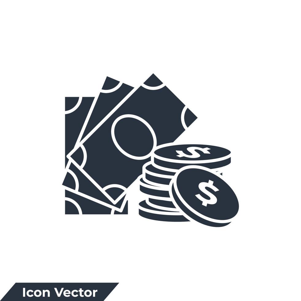 ilustración de vector de logotipo de icono de dinero. plantilla de símbolo de monedas y finanzas para la colección de diseño gráfico y web