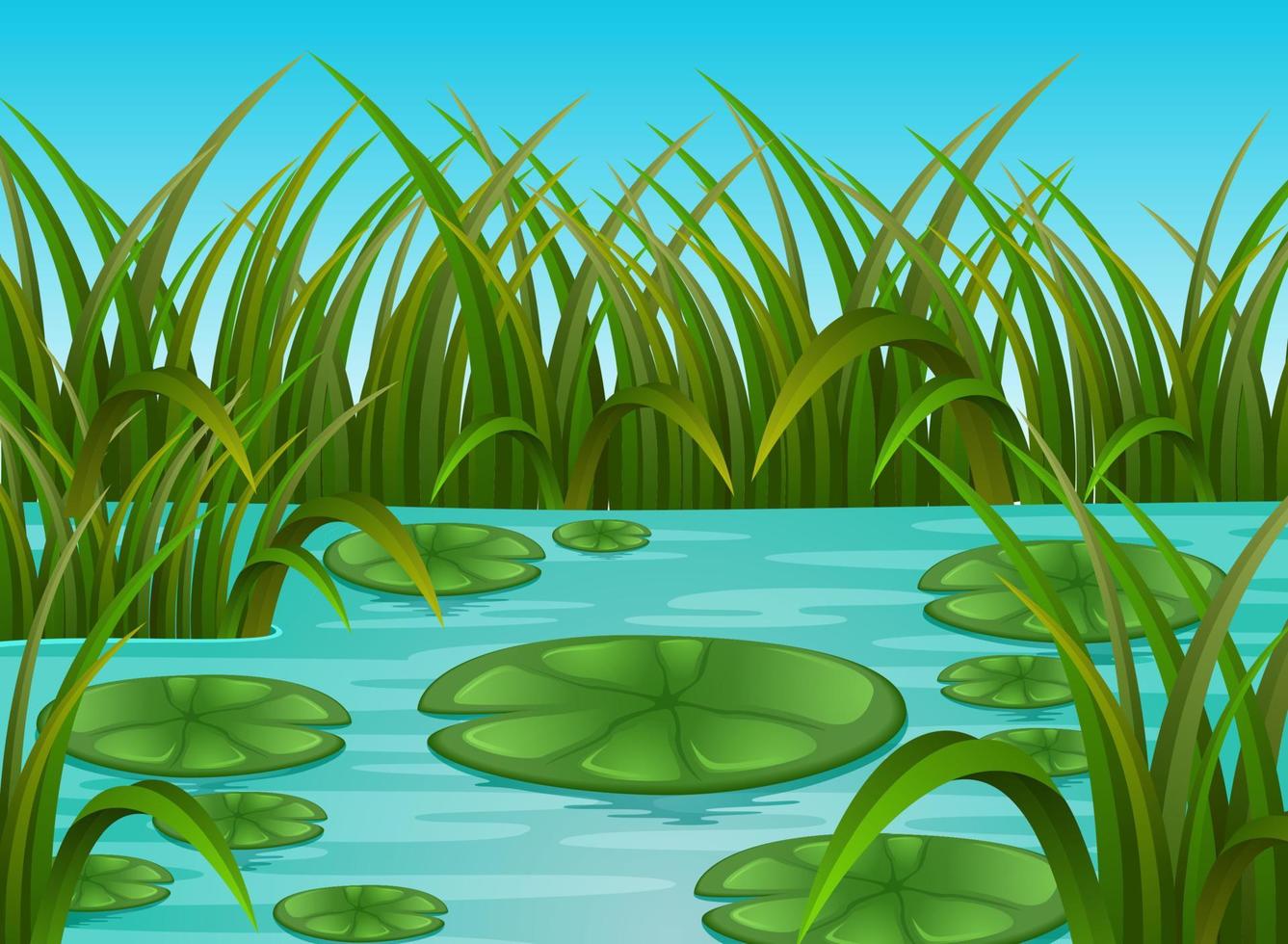 river scene and water lily in a beautiful nature vector