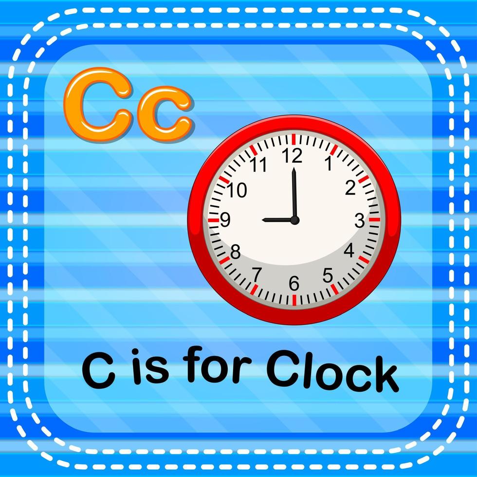 Flashcard letter C is for clock vector