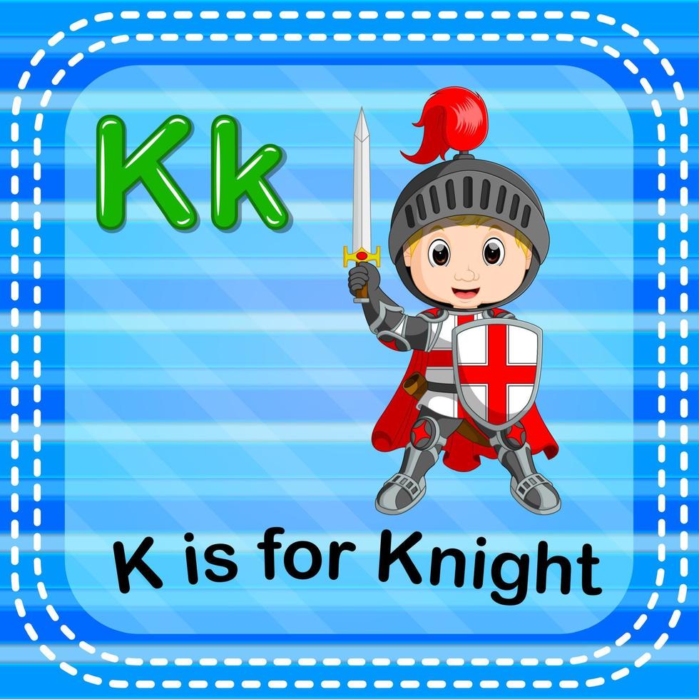 Flashcard letter K is for knight vector