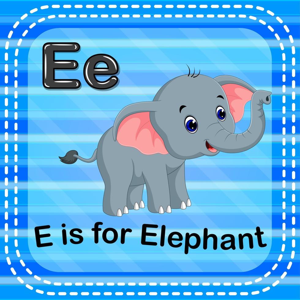 Flashcard letter E is for elephant vector