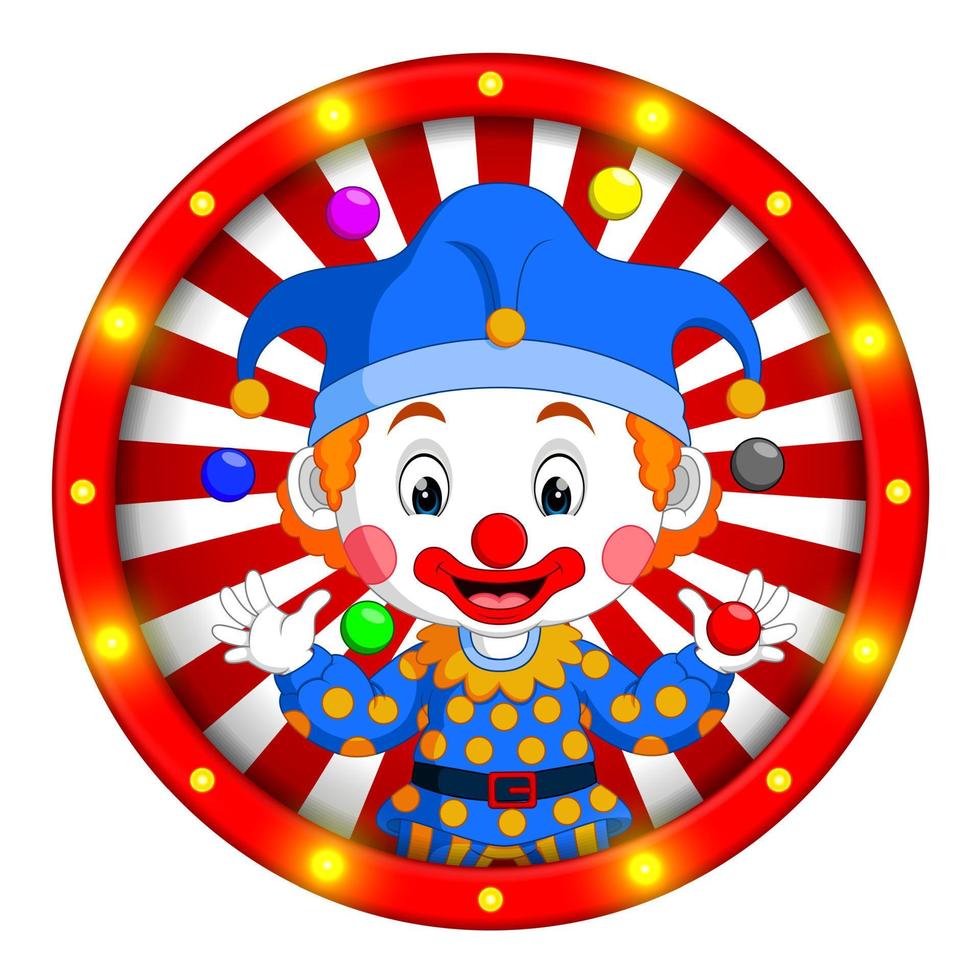 clown banner with bright bulbs vector