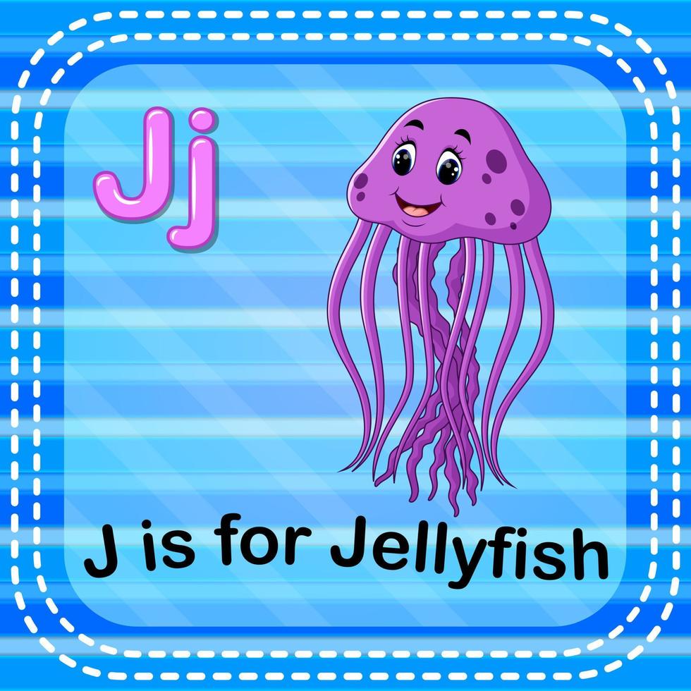 Flashcard letter J is for jellyfish vector