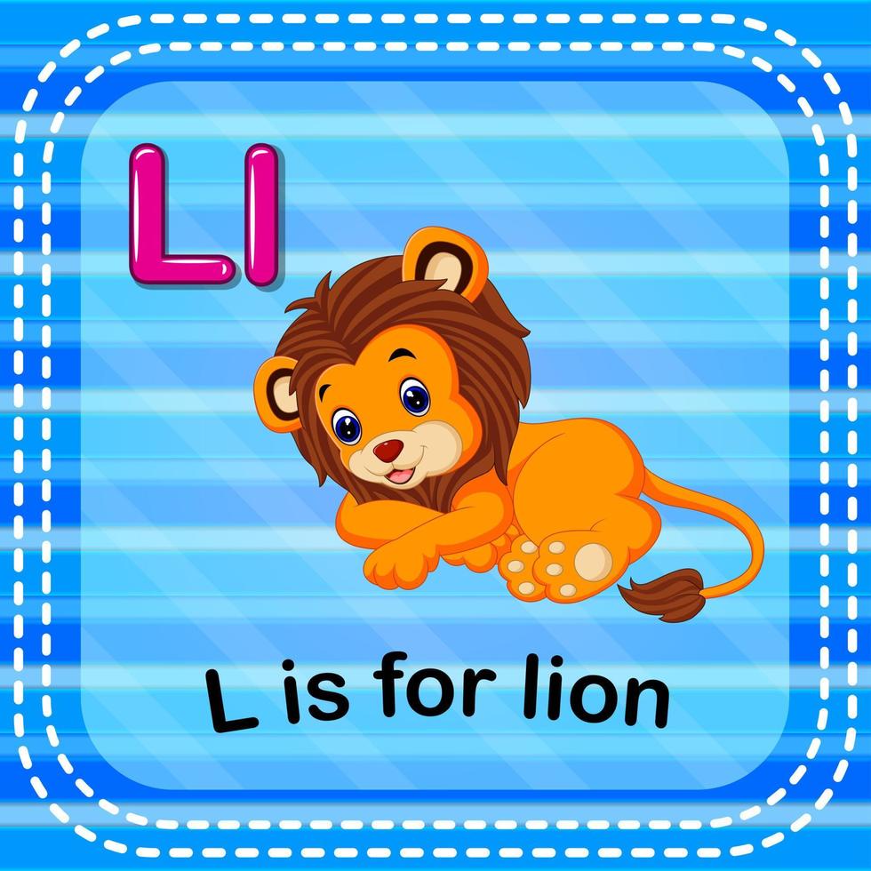 flashcard letra l es para león vector