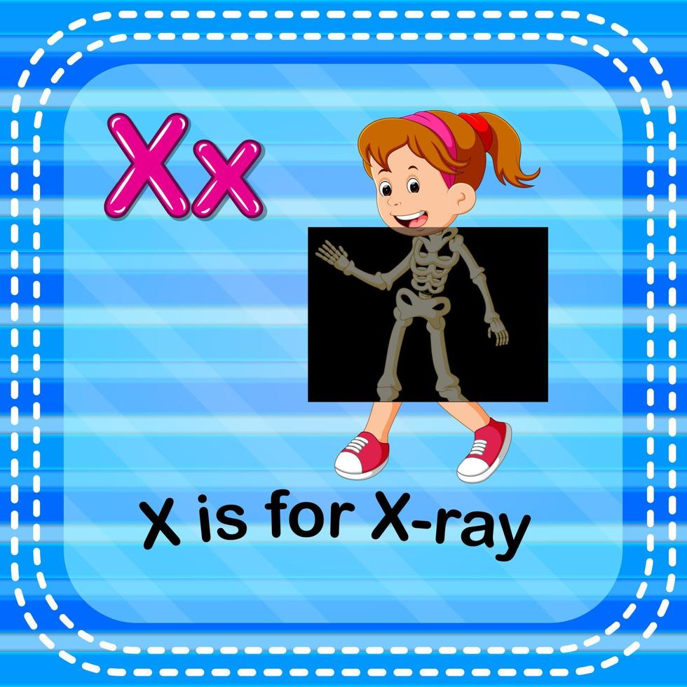 flashcard letra x es foxrayr x-ray vector