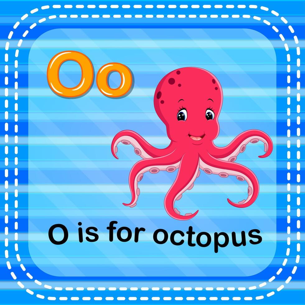 Flashcard letter O is for octopus vector