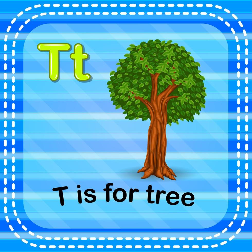 flashcard letra t es para árbol vector