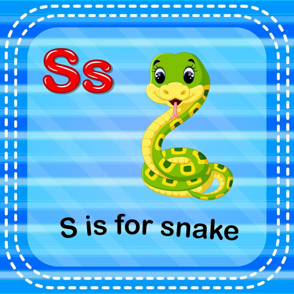 Flashcard letter S is for snake vector