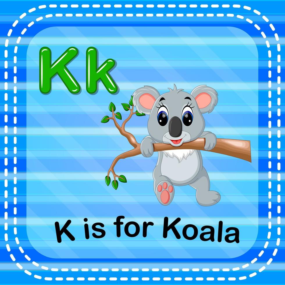 Flashcard letter K is for koala vector