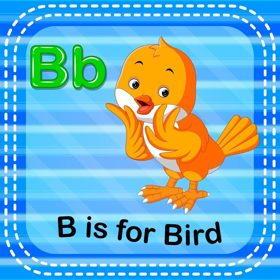 Flashcard letter B is for bird vector
