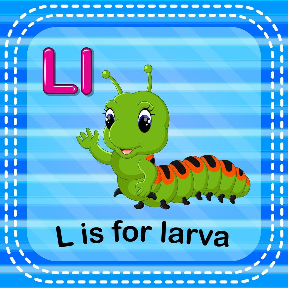 flashcard letra l es para larva vector