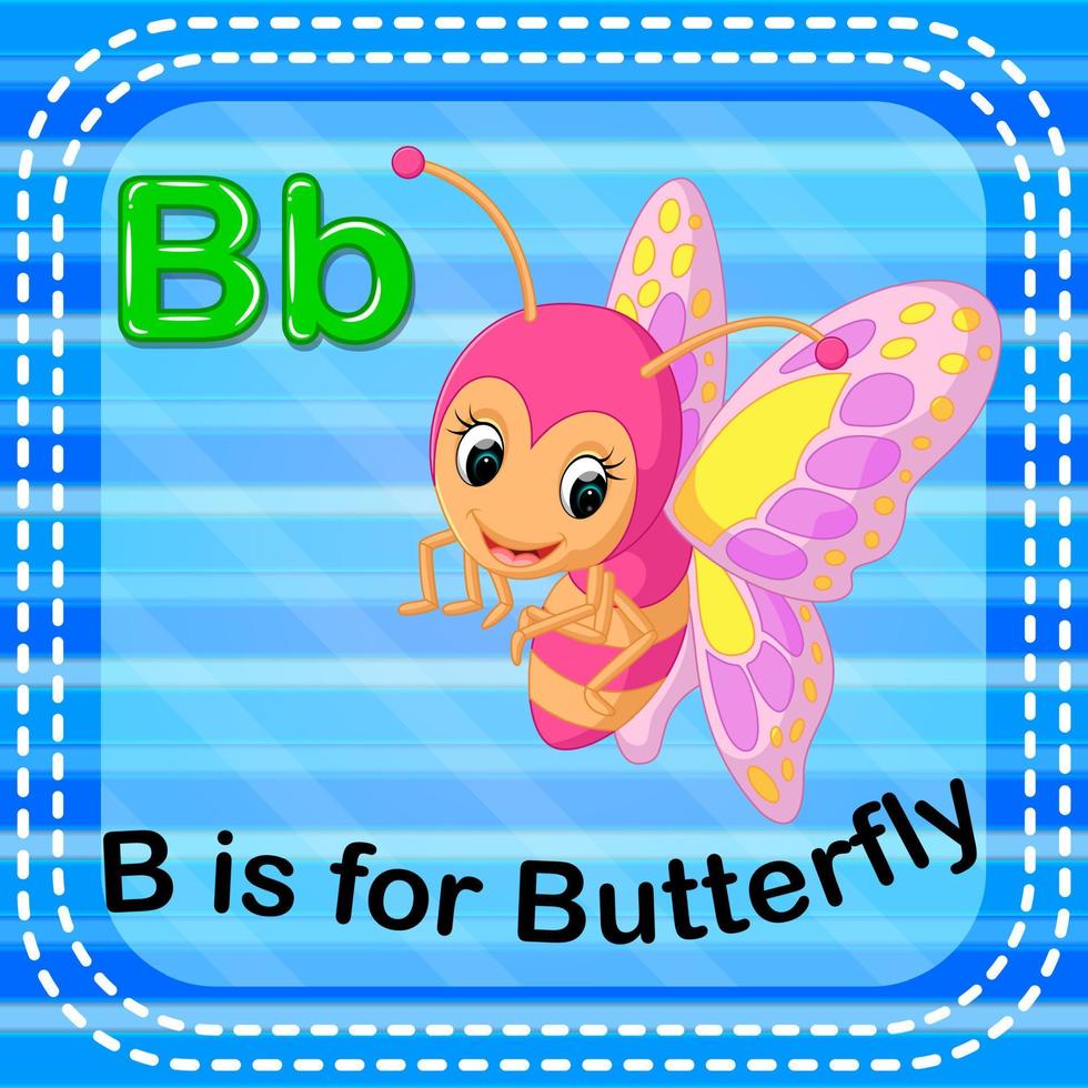 Flashcard letter B is for butterfly vector