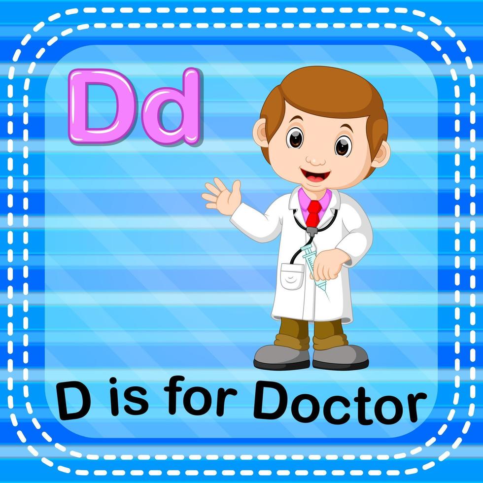 Flashcard letter D is for doctor vector