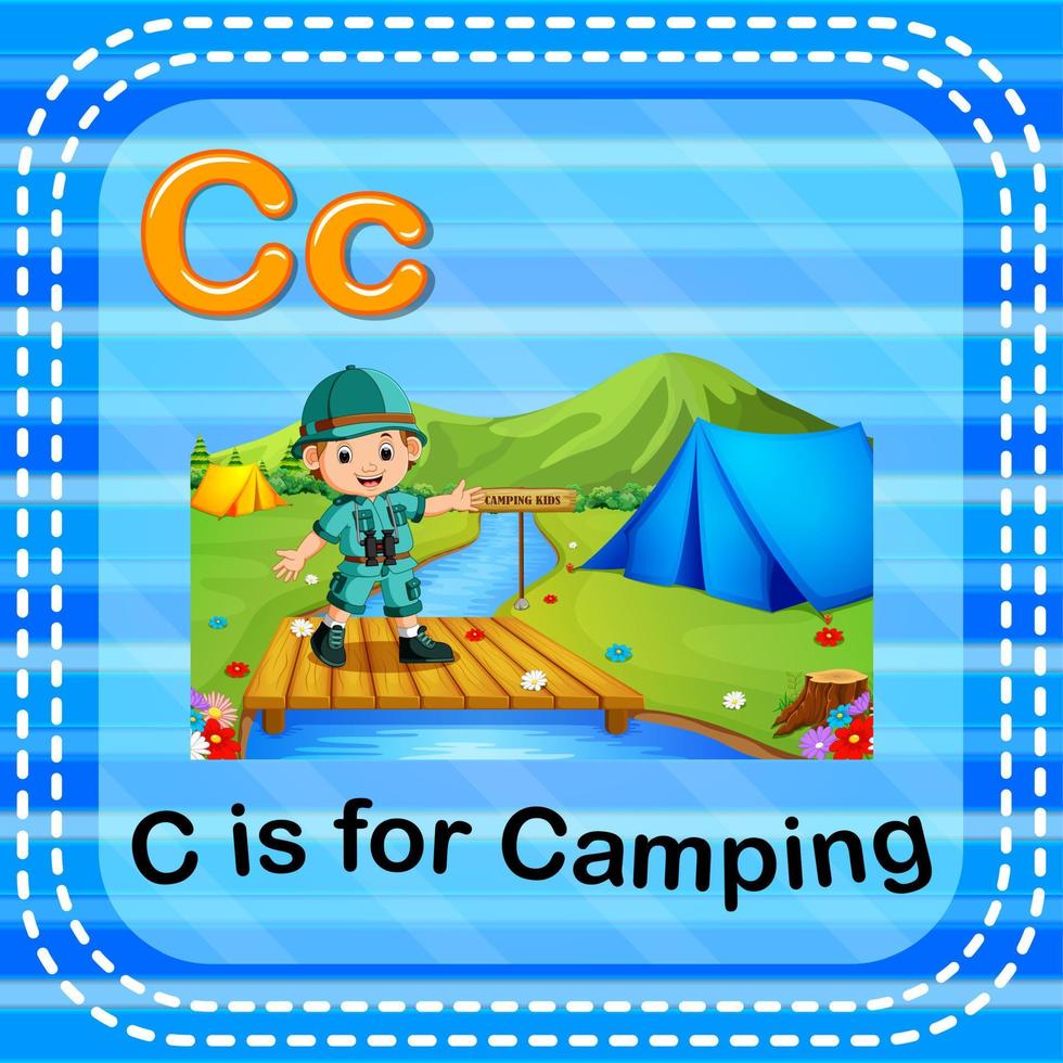 flashcard letra c es para acampar vector