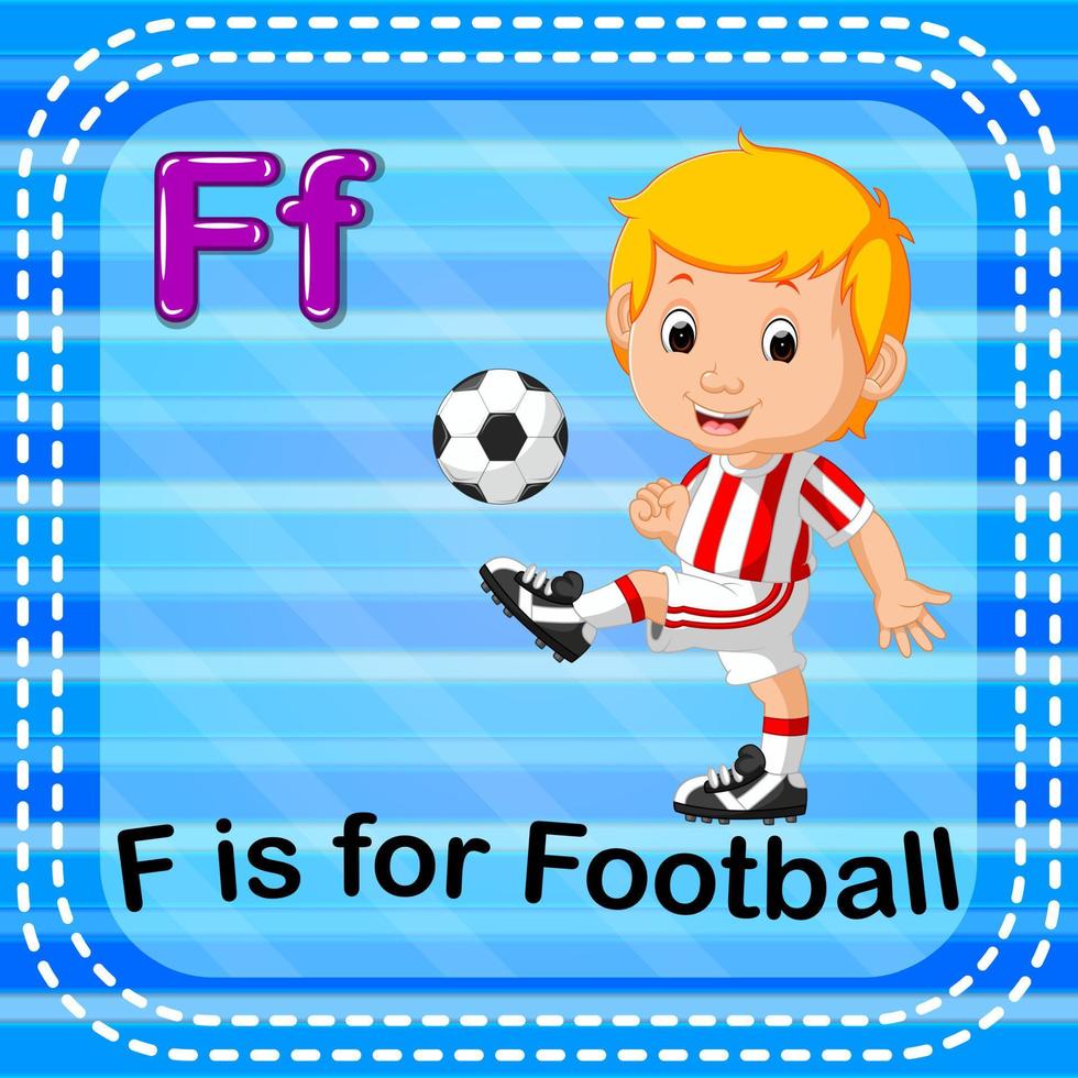 flashcard letra f es para fútbol vector