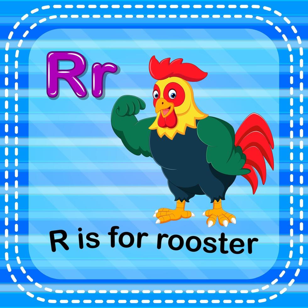 Flashcard letter R is for rooster vector