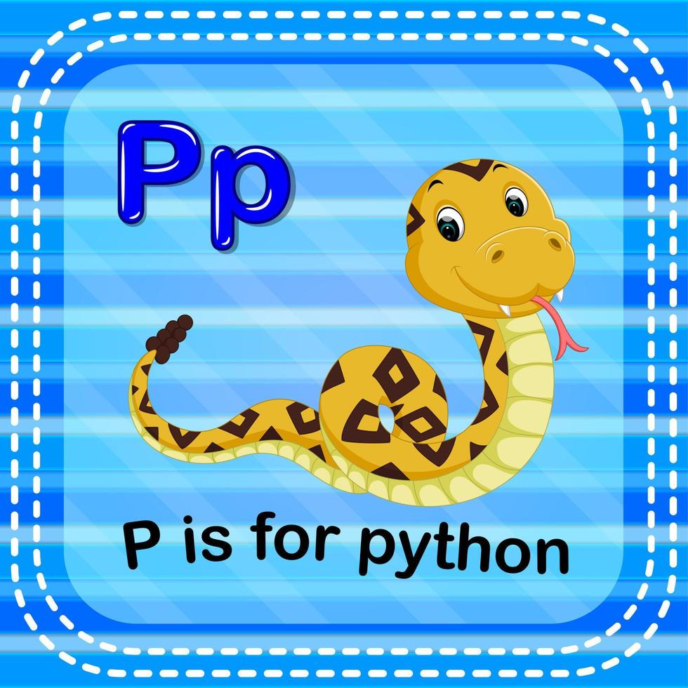 Flashcard letter P is for python vector