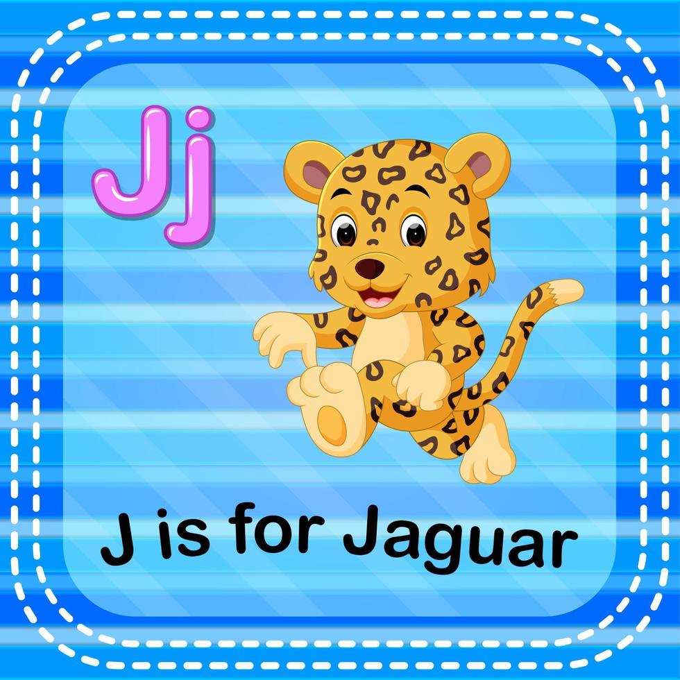 Flashcard letter J is for jaguar vector