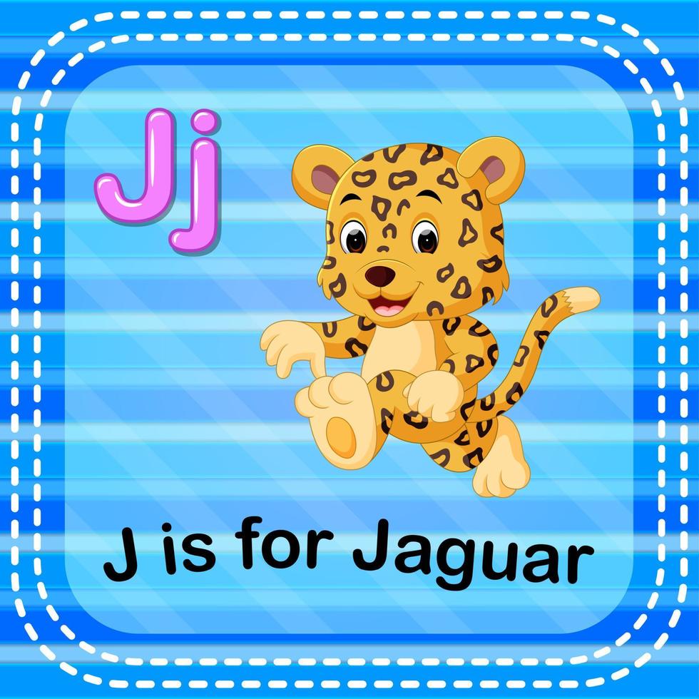 flashcard letra j es para jaguar vector