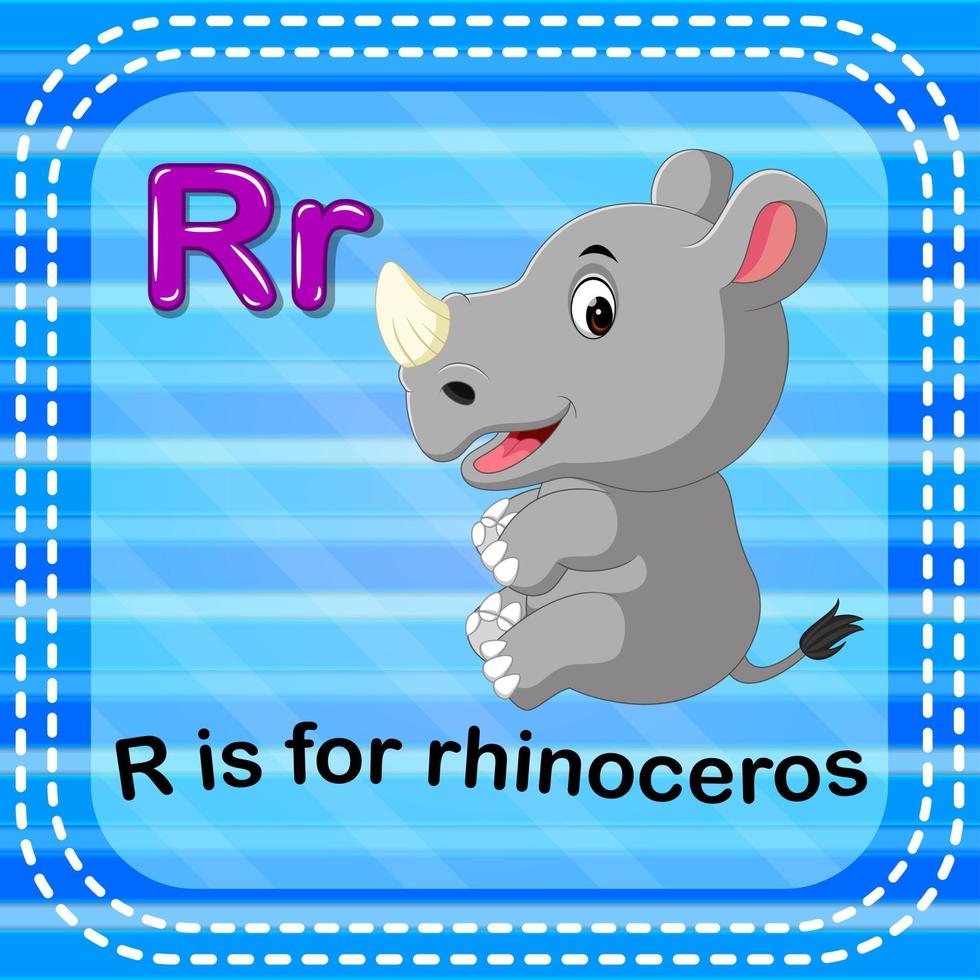 flashcard letra r es para rinoceronte vector